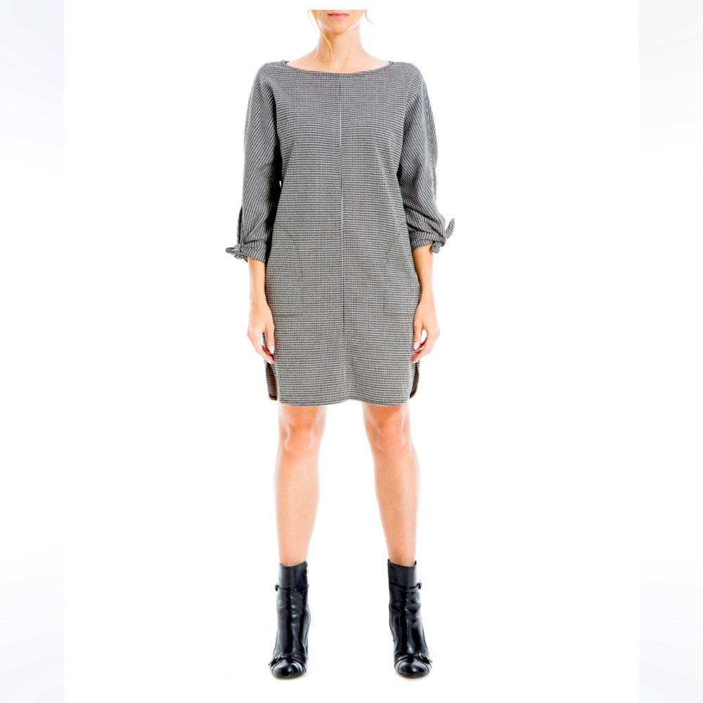MAXSTUDIO Double Knit Tie Sleeve Dress
 
BLACK/ IVORY OPEN HOUNDSTOOTH